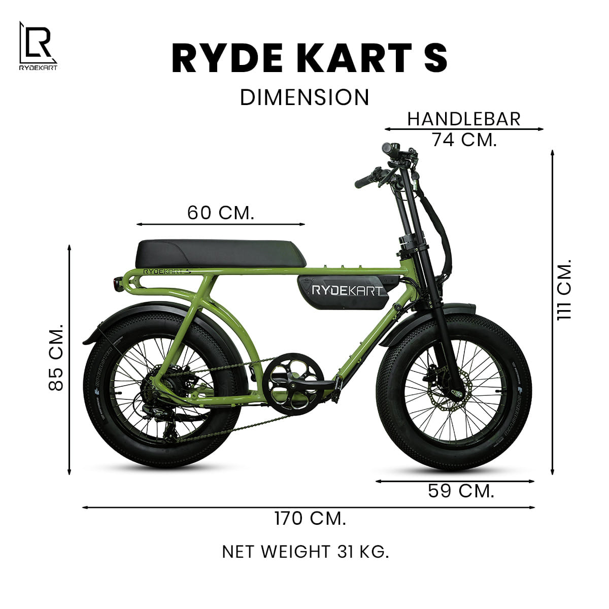 จักรยานไฟฟ้า RYDEKART - รุ่น RYDE KART S สี URBAN GREEN_3